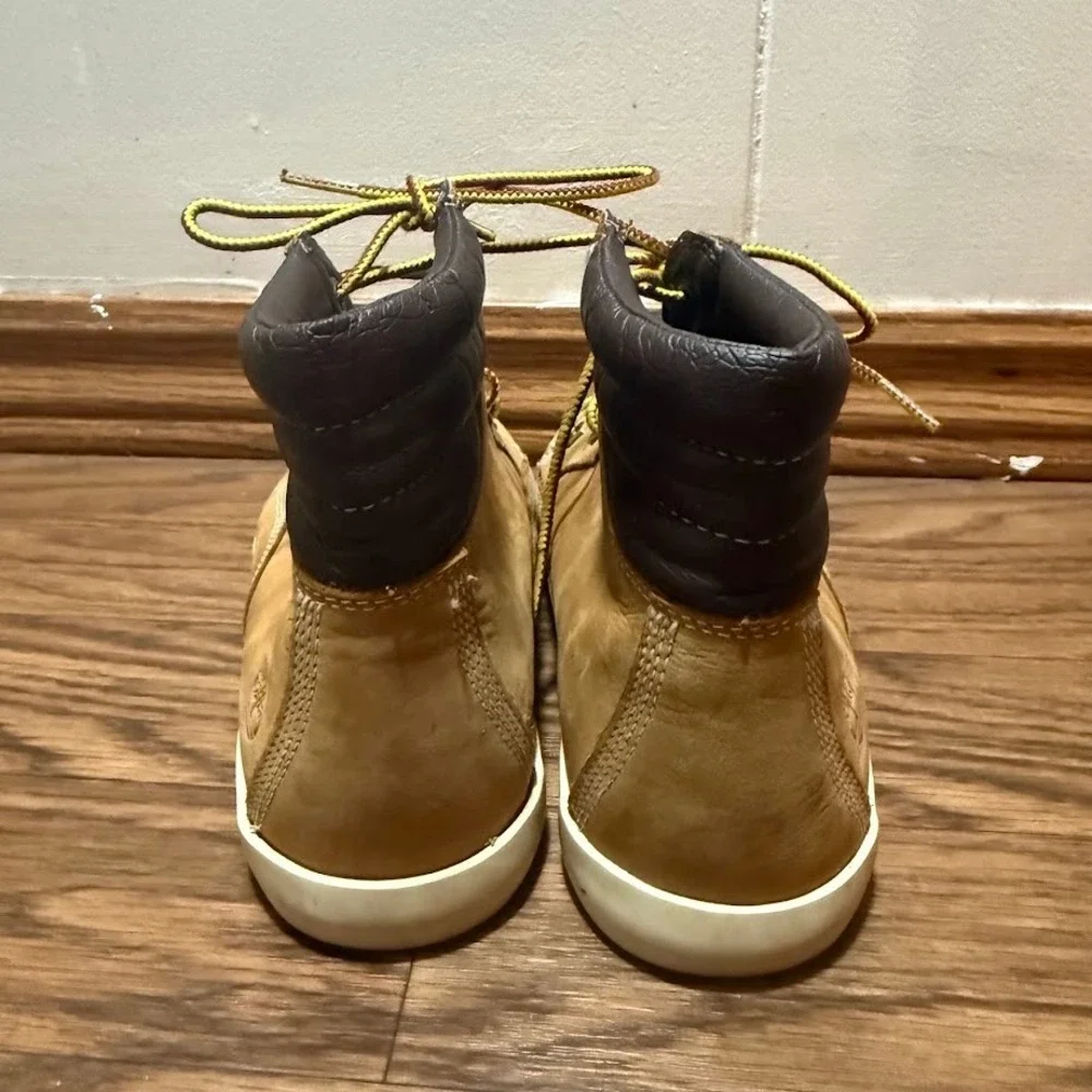 Timberland Mens Tan Leather High Top Lace Up‎ Fashion Sneakers Boots Size 7.5